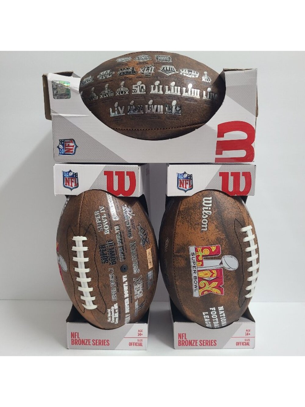 Wilson Superbowl LIX Bronze Series Commemorative Football Official Size Set Of 3